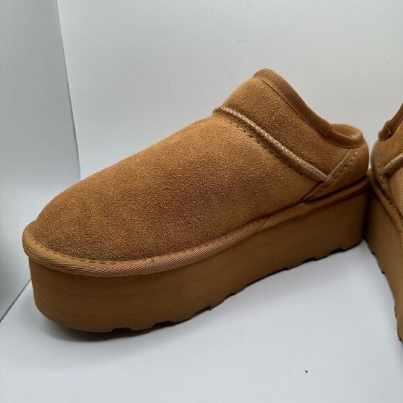 CUSHIONAIRE Women's Genuine Suede Cozy Mule Platform +Memory Foam 10 CHESTNUT - Picture 7 of 7